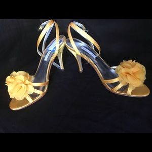 Satin flower heels